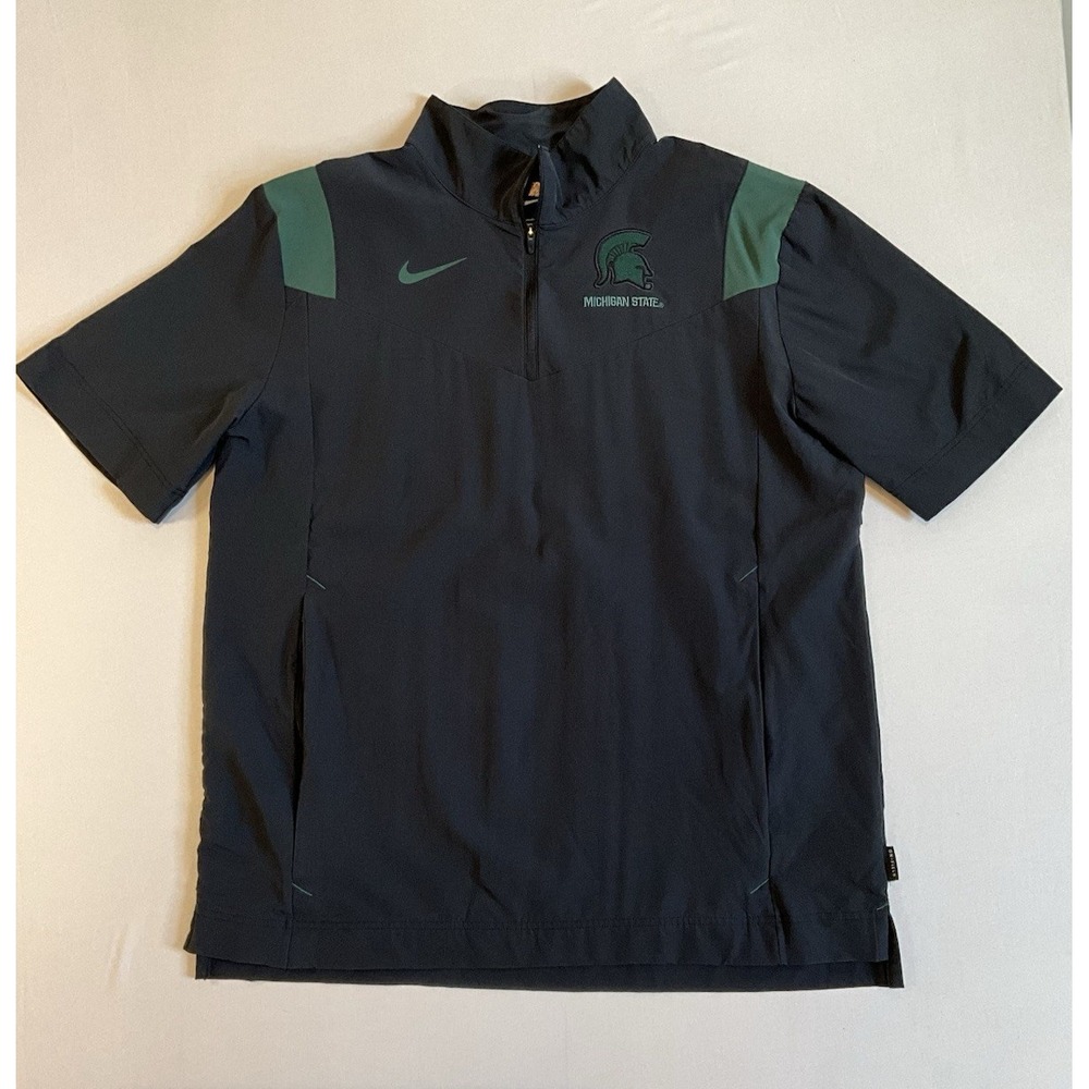 Nike Michigan State Short Sleeve 1/4 Zip Pullover Jacket Black L Team Issue